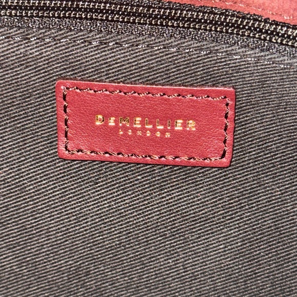 DeMellier Miami Burgundy Suede Shoulder Bag Gold Chain Accents Ruched NWT - Picture 8 of 12